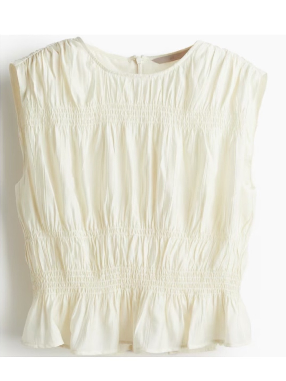 H&M Women's Cream Smocked Peplum Top